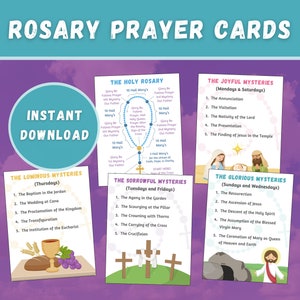 Traditionelle katholische Rosenkranz-Gebetskarten Kinder-Sonntagsschule-katholisches Klassenzimmer Homeschooling Geheimnisse des Rosenkranzes Religiöse Bildung