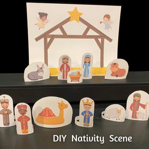 Nativity Paper Craft for Kids, DIY Christmas Craft Manger Scene Printable
