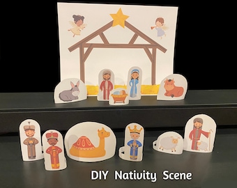 Nativity Paper Craft for Kids, DIY Christmas Craft Manger Scene Printable