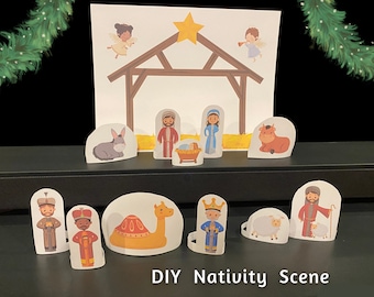 Nativity Set Christmas Craft for Kids, DIY Manger Scene Printable