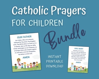 Kids Religious Catholic Prayer Prints, Set of 10 Prayers for Kids