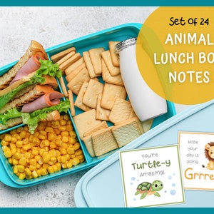 Cute Animal Lunch Notes Printable, Printable Lunch Box Notes for Kids, Encouraging Notes for Kids at School, Lunchbox Cards