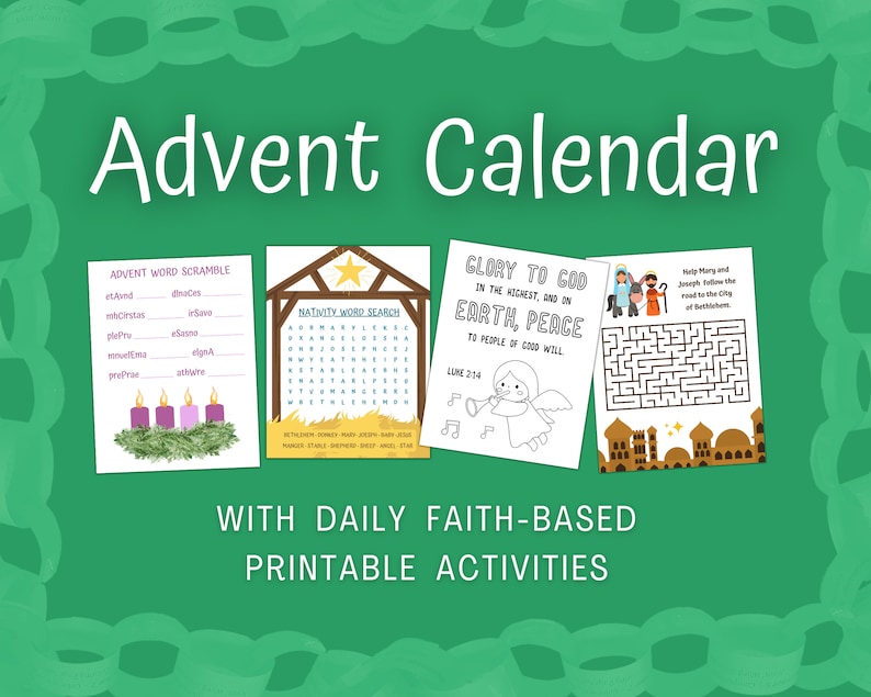 Christian Advent Calendar Activities for Kids With Paper Chain Etsy