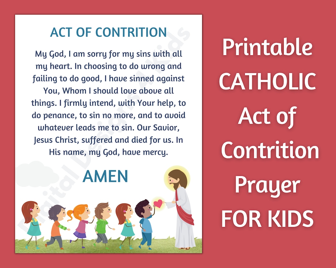 Act of Contrition Prayer Print for Kids Religious First Etsy