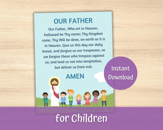 Our Father Prayer Print for Kids Religious, the Lord's Prayer