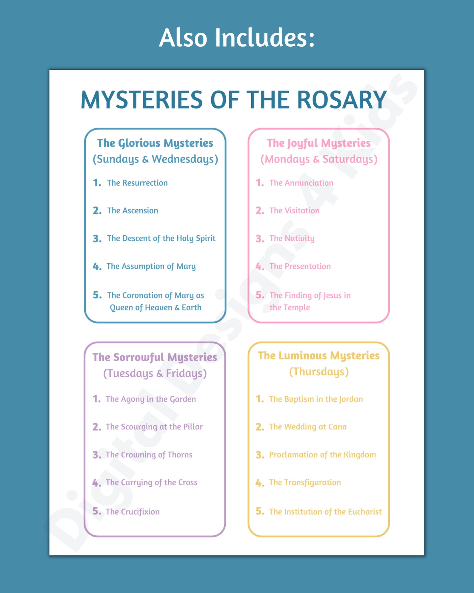How to Pray the Rosary Guide for Kids & Mysteries of the - Etsy
