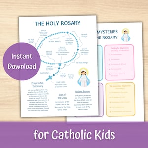How to Pray the Rosary Guide for Kids & Mysteries of the Rosary Printable, Catholic Education