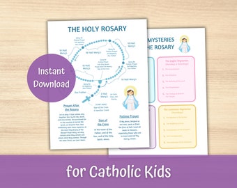 How to Pray the Rosary Guide for Kids & Mysteries of the Rosary Printable, Catholic Education