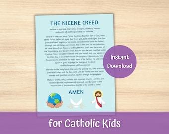 Nicene Creed Prayer Poster for Catholic Kids, Traditional Catholic Prayer Printable, Catholic Education, Catholic Homeschool Prayer Guide