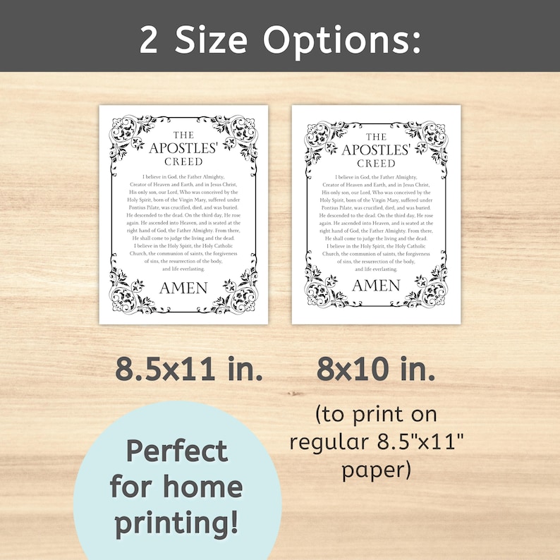 Apostles’ Creed Prayer Printable, Christian & Catholic Wall Art, Faith ...