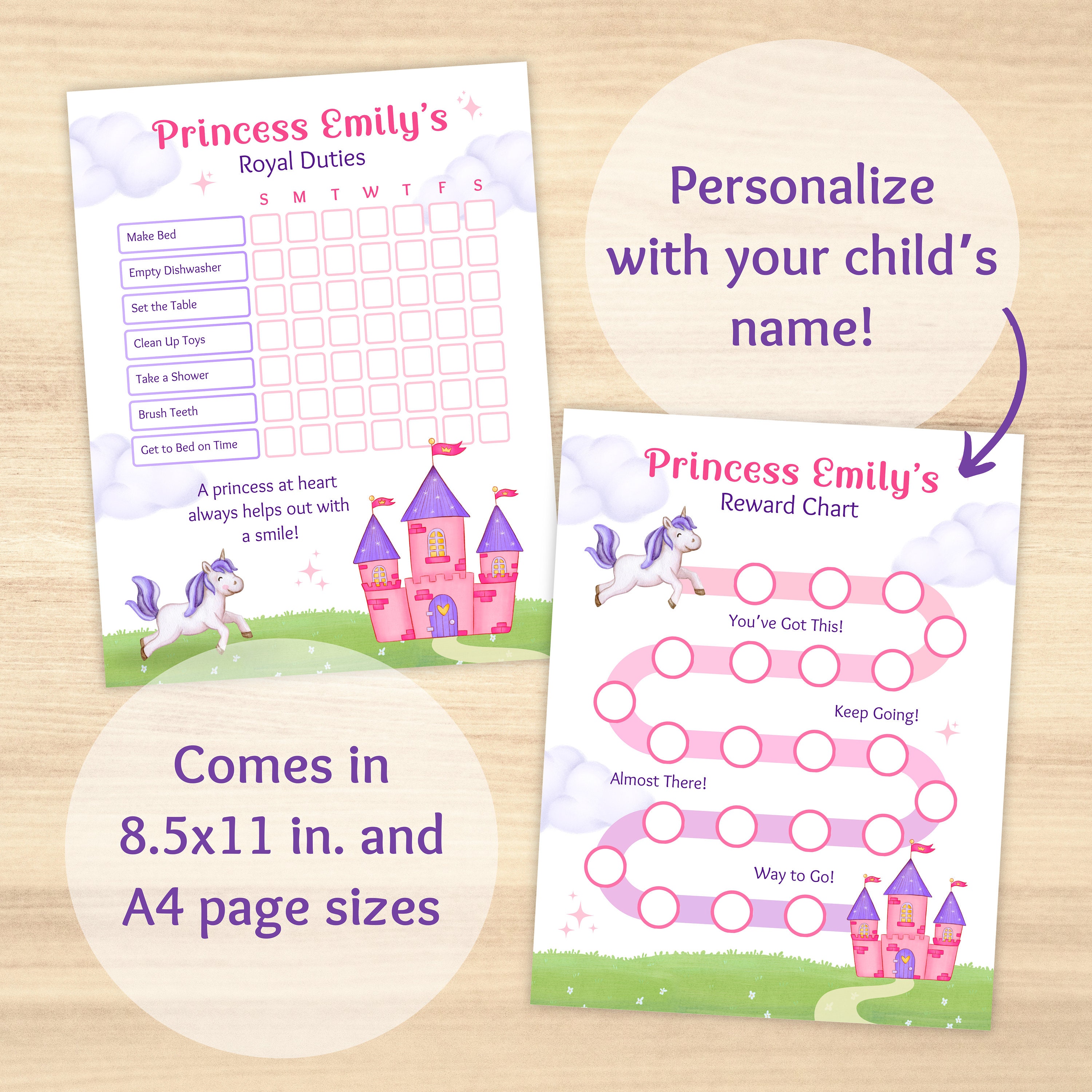 Princess Reward System Kids Reward Bucks Responsibility Chart Kids ...