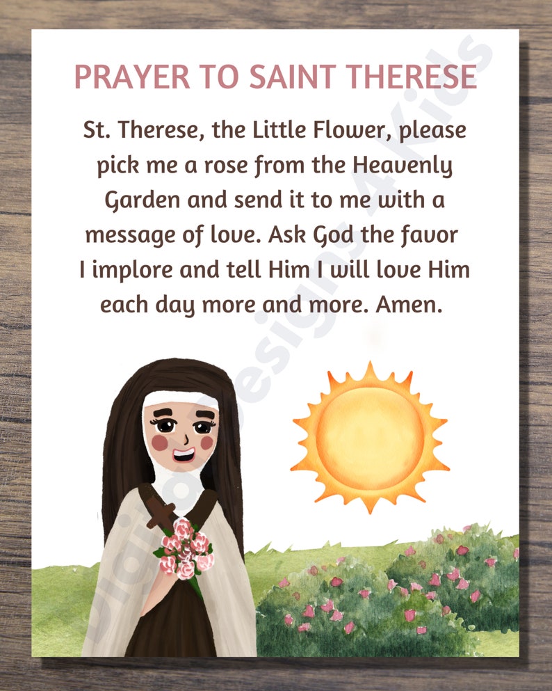 Prayer to St. Therese the Little Flower Printable for Kids, Saint ...