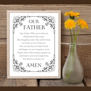 Our Father Prayer, Instant Download, The Lord’s Prayer Printable, Catholic Prayers, Religious Home Decor