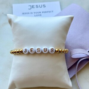 Jesus Gold Bead Bracelet: Handmade Christian Gift