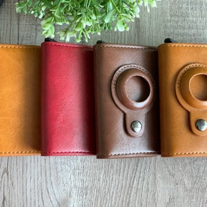 Portafoglio in pelle tracciabile AirTag Rfid per unisex, porta carte minimalista pop-up automatico con incisione personalizzata, regalo per la festa del papà, regalo di San Valentino