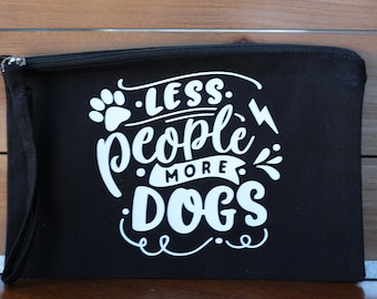 Less People More Dogs Cosmetic Bag with Wristlet handle