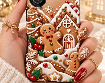 Gingerbread Christmas iPhone 18 17 Case, Cute Holiday Aesthetic, Protective Cover, Stocking Stuffer Secret Santa Gift Samsung Galaxy iPhone