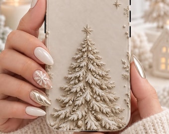 Neutral Christmas Phone Case, Winter Aesthetic, iPhone 17 18 Pro Max Cover, Stocking Stuffer, Minimalist Holiday Gift Samsung Galaxy