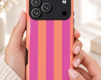 Colorful Preppy Phone Case, Retro Pink Coral Aesthetic, iPhone 18 Pro Max 17 Cover, Trendy Gift for Her, Stocking Stuffer Samsung Galaxy