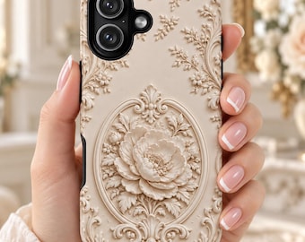 Vintage Romantic Phone Case, Rococo Aesthetic, Elegant Neutral Style, Stocking Stuffer, Samsung Galaxy
