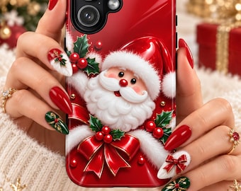 Santa Christmas iPhone 18 17 Case, Cute Red Holiday Aesthetic, Protective Cover, Stocking Stuffer Gift for Her Samsung Galaxy iPhone