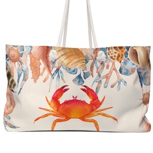 open utility tote, turtle bag, blue crab