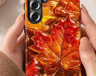 Autumn Maple Leaf Phone Case, Fall Foliage Cover, Amber Botanical Aesthetic, Cozy Seasonal Accessory, Thanksgiving Gift, iPhone Samsung