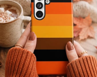 Black Orange Stripe Phone Case, Retro Gothic Fall Cover, Witchy Pumpkin Season Gift for iPhone Samsung