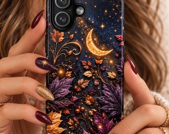 Funda para iPhone 17 Pro estilo Dark Academia de otoño, funda vintage para teléfono de otoño, acogedor regalo gótico de Acción de Gracias, accesorio de temporada femenino para Samsung