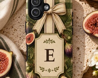 Personalized iPhone Case, Monogram Cover for iPhone 17 16 15 14, English Country Gift Heirloom Cottage Style Tough Protection Samsung  Cover