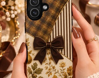 iPhone Case, Vintage Fall Cover, Cottagecore Gift, Old Money Accessory, Brown Aesthetic Feminine Autumn Style Accessory for iPhone & Samsung