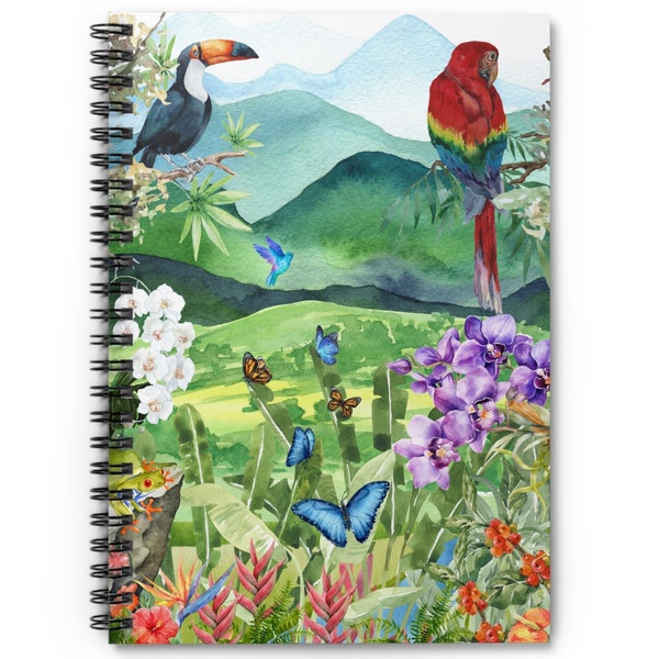 Watercolor Tropical Notebook | Summer Travel | Gift for Wedding | Costa Rica Nature | Travel Journal | Memories Notes | Watercolor Birds