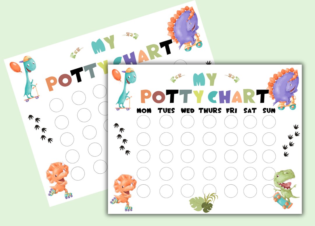 Dinosaur Potty Chart, Printable Potty Training Reward Chart for Kids ...