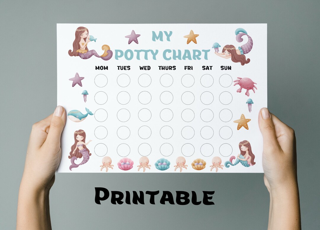 Mermaid Potty Chart, Printable Potty Training Reward Chart for Kids ...