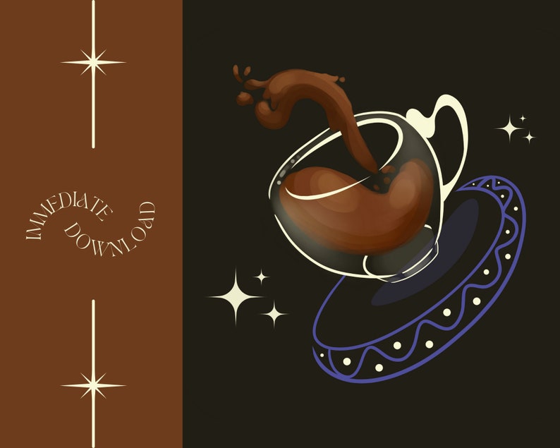 Espresso Cup Desktop Wallpaper Digital Art Illustration 5120 - Etsy