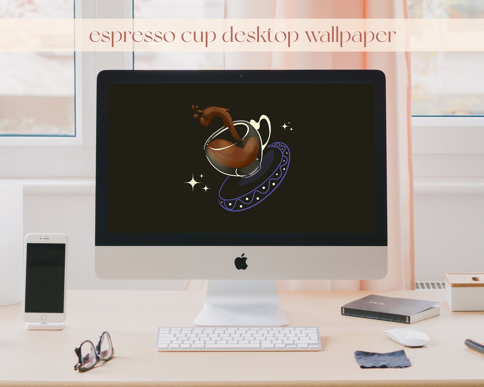 Espresso Cup Desktop Wallpaper Digital Art Illustration 5120 - Etsy