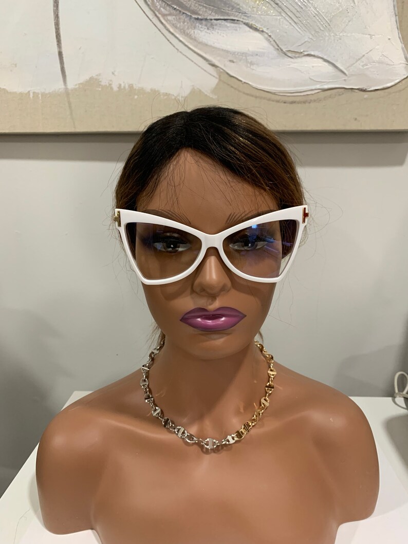 Cat Eye Optical Lens White Unisex Oversized Eyeglasses Frame Etsy