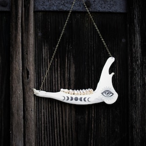 Deer jaw wall decoration moon phases and eye - perfect gift, not only for witches, wicca, pagan!