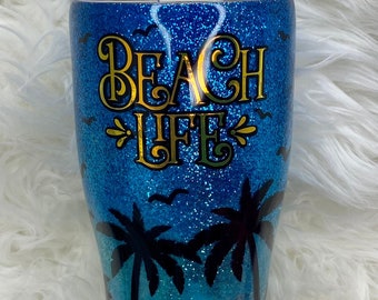 Vaso de playa Glitter Beach de curva moderna de 30 onzas