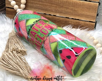 Vaso epoxi Glitter Sandía. 30 onzas