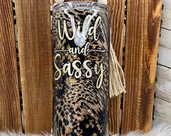 Vaso brillante de leopardo salvaje y descarado de 30 onzas