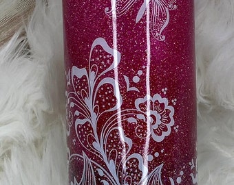 Vaso de lata de refresco Beautiful Flower and Butterfly de 17 onzas