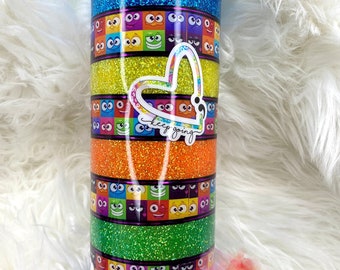 Vaso de acero inoxidable Glitter de 30 onzas de cara tonta