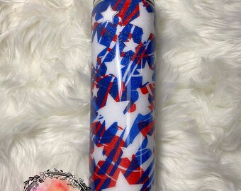 Vaso de 30 onzas recto o de 30 onzas de curva moderna, roja, blanca y azul