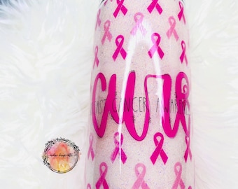 30 Ounce Breast Cancer awareness glitter tumbler