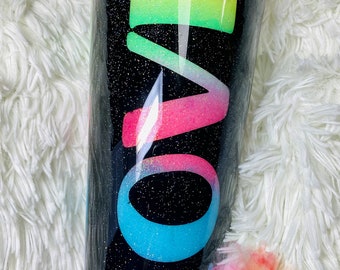 32 onzas Tapered Live Laugh Love arco iris brillante vaso