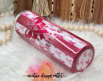20 onzas sobreviviente de cáncer de mama Vaso rosa brillante