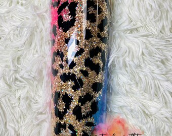 Vaso de leopardo gitano Glitter de 30 onzas