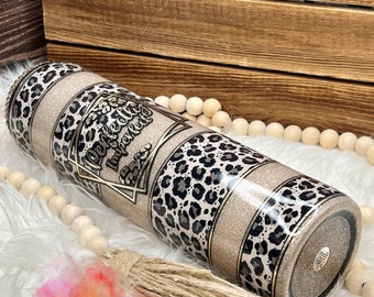 Vaso de epoxi con purpurina] Leopardo] Perfectamente imperfecto] Tapa de diamantes de imitación] 32 onzas se adapta a la mayoría de los soportes para coche.