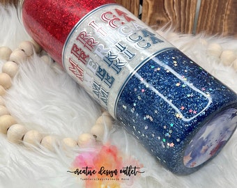 20 ounce glittered epoxy tumbler. USA, America